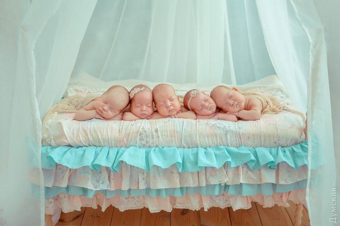 Пятеро одесских близнецов стали моделями вскоре после рождения. Фото