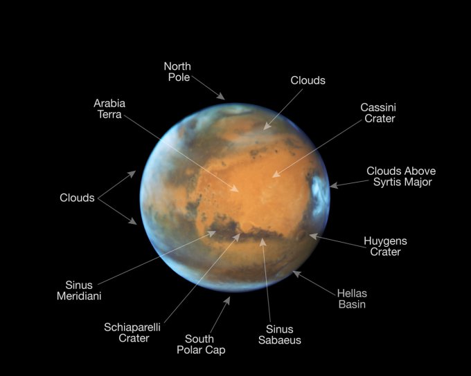 Hubble показал Марс с максимально близкого расстояния