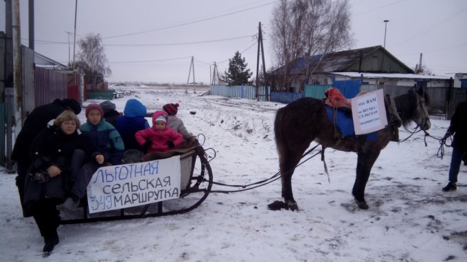 В России маршрутку заменили конной упряжкой
