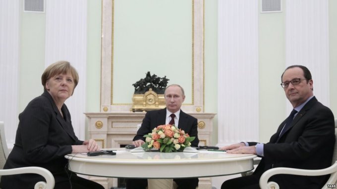 Меркель, Олланд и Путин провели переговоры по Донбассу
