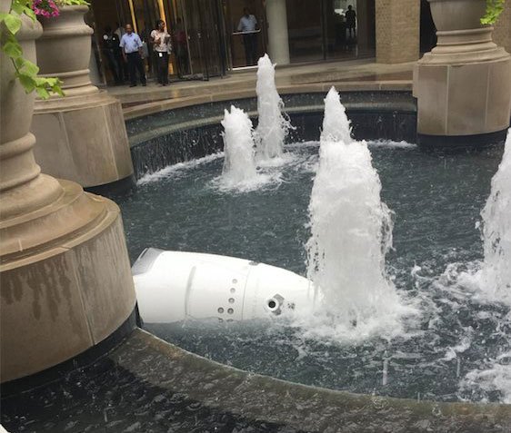Прикол дня: в Штатах робот-охранник утопился в фонтане