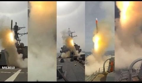 США показали запуск ракет по Сирии. Видео