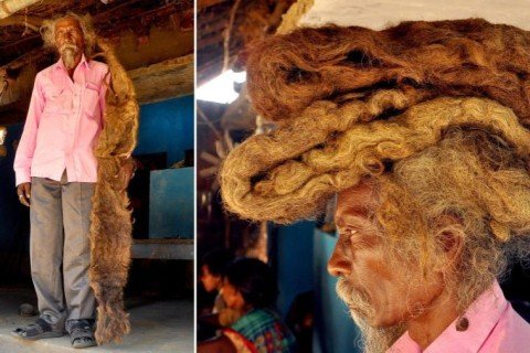 В Індії чоловік сорок років не мив і не стриг волосся